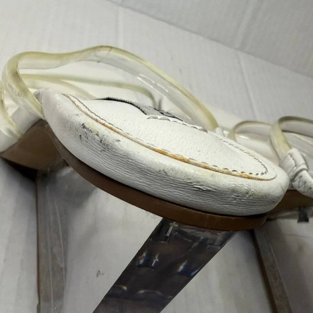 Steve Madden White Square-Toe Clear-Strap Wedges Size 6M